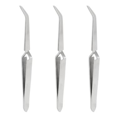 Imagem de Pinça de aço inoxidável de ponta curva para modelar unhas com ponta dupla, ferramenta de manicure para unhas de acrílico e gel (conjunto de 3 peças)
