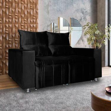 Imagem de Sófa Retrátil E Reclinável 2 Lugares Madri Veludo Preto Speciale Home Preto