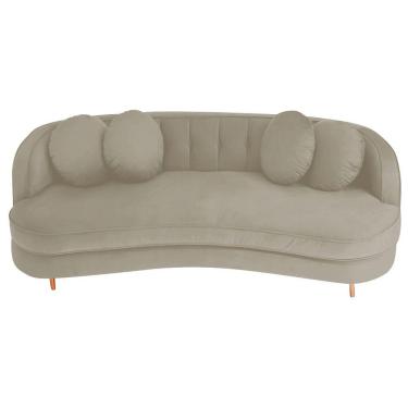 Imagem de Sofá Curvo 3 Lugares Orgânico Sala Recepção Escritório Decorativo Luxo Panamá 185cm Linho Cor Bege