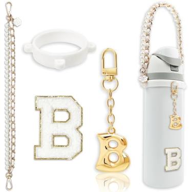 Imagem de BydGxy Conjunto de alças com pingente de letras fofas para garrafa de água Owala 680 g, 947 ml, 1,134 g, Owala Kids, copo de café Owala, Owala FreeSip – Compatível com acessórios Owala e Stanley Cup