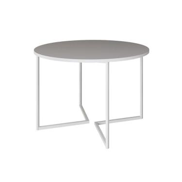 Imagem de Mesa Jantar Industrial Redonda Branca 110Cm Base V Ferro Branco Cor: Branco