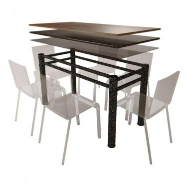 Imagem de Base Retangular Para Mesa Jantar Vidro Pedra Madeira 1.20mt Cor:texturizado