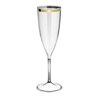 Imagem de Taças De Espumante Acrílico 170ml 6pcs Borda Dourada Prime (TRANSPARENTE)