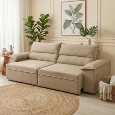 Imagem de Sofá Retrátil e Reclinável 3 Lugares Molas Ensacadas 200cm Veludo Malt