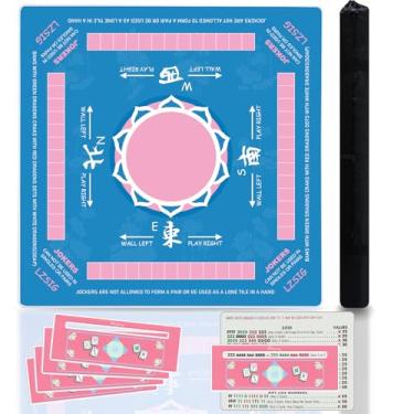 Imagem de BUZCOZY Lotus Mahjong Mat and 4Pcs Acrylic Mahjong Line Finder Set，31.5x31.5 Inch Non-Slip Noise Reduction Gaming Mat with Carry Bag,Cute Mahjong Line Finder for Beginners,Party, Poker Board Games