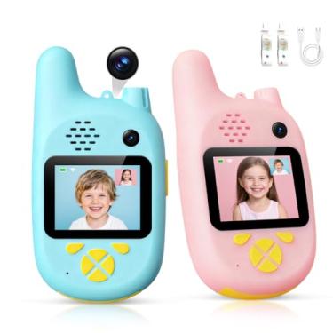 Imagem de Kids Video Walkie Talkies with Front & Rear Cameras, Real-Time Video Call, Voice Chat, Photo & Emoji Messaging, Dual Camera Switch, Fun Interactive Walkie Talkies for Boys & Girls Ages 3–12