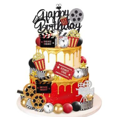 Imagem de 39Pcs Movie Cake Topper Theater Cake Decorations for Movie Themed Birthday Party Supplies