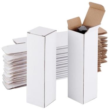 Imagem de PH PandaHall Caixa de presente branca com 30 peças, 5 x 5 x 17,8 cm, pequena caixa de presente de papelão, caixa retangular com tampas para artesanato, caixas de embalagem de perfume para garrafas de