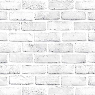 Imagem de GIAECU Papel de parede de tijolo para tirar e colar 43 x 93 cm Papel de parede de tijolo falso 3D para armários, papel de parede de tijolo removível branco autoadesivo para quarto, papéis de parede