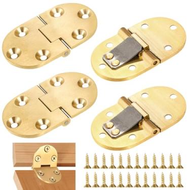 Imagem de 4 peças de dobradiças dobráveis de 90 graus, dobradiças de latão com 24 parafusos para móveis, mesa, armário, porta, mesa dobrável, dobradiça que economiza espaço para projetos de marcenaria DIY