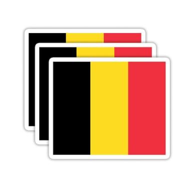Imagem de (3 peças) Adesivos de bandeira da Bélgica, adesivos de bandeira dos países - Decalques de vinil à prova d'água para laptops, copos, garrafas de água, livros, álbuns de recortes, tamanho 3 x 2,5