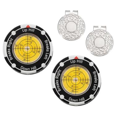 Imagem de YELARXI 2 peças de leitor verde de golfe, marcador de bola de golfe com bolha de auxílio de leitura verde de alta precisão e clipe magnético para tampa - adequado para (treinamento/acessórios/presente