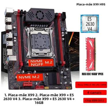 Imagem de Kit De Placa Mãe X99 H9S Com CPU Xeon E5 2630 V4 LGA2011-3 E 16GB DDR4