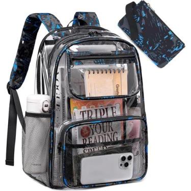 Imagem de Mochila transparente Bluboon PVC 45x31x13 cm azul