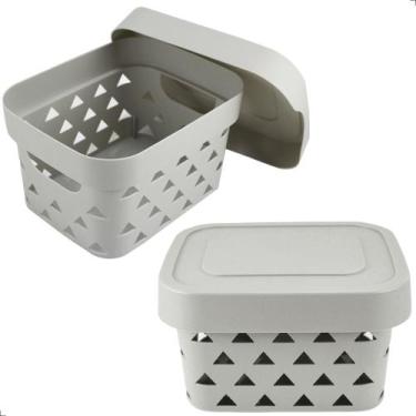 Imagem de Cesto Organizador Pequeno Retangular Acessórios Jacki Design, Cinza