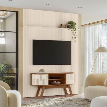 Imagem de Painel Tv 65 Pol 179cm Ripado Valen E Rack Bancada Rylan Naturale-off White M20 - D'rossi