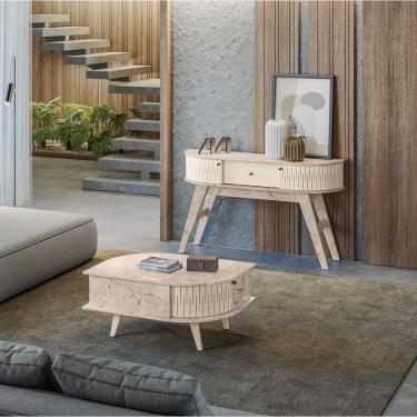 Imagem de Aparador Sala De Estar Fiorano E Mesa De Centro Narvelli Calacata-off White M20 - D'rossi