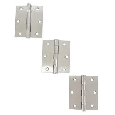 Imagem de Dobradiças Para Portas Aço Inox 304 Escovado 3,5"  3,0"  2 mm - 3 UN -