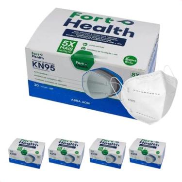 Imagem de Kit com 4 CX Mascara Descartavel KN95 Branca Clipe Nasal Seg - Fort He