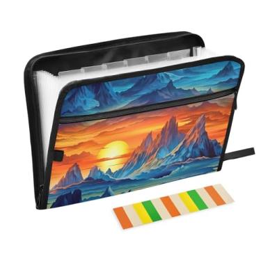 Imagem de Wassud Paisagem de montanhas com icebergs 13 bolsos organizador de arquivos sanfonado pastas de arquivos expansíveis com abas e adesivos, tamanho carta A4 papel recibo documento pasta organizador para