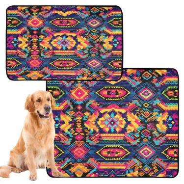 Imagem de CEBUGI Almofadas de xixi laváveis para cães, pacote com 3, almofadas impermeáveis para filhotes de cachorro, antiderrapante, à prova de vazamento, para cama de cercadinho, estampa abstrata