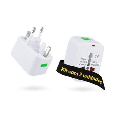 Imagem de Kit 2 Adaptadores Tomada Universal Mais de 150 Países Padrão Internacional Adaptador Para Viagem Bivolt EUA UK JP AU EU Premium