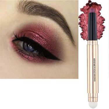 Imagem de Maxzitank Sombra Em Bastão E Esponja Vinho Tinto, Pincel De Maquiagem Cremoso, Brilhante, Suave, Lápis Delineador, Sombra À Prova D'Água De Longa Duração, Iluminador Em Bastão, Hipoalergênico, Visua