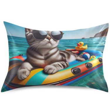 Imagem de Capa de almofada fofa de cetim para relaxar com o cabelo, capa de travesseiro padrão rei queen engraçado decoração de casa, tamanho king, 101,6 cm x 50,8 cm