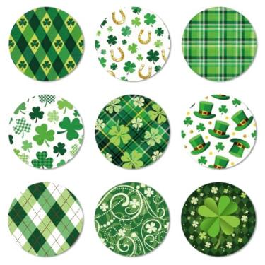 Imagem de ANATTASOUL Conjunto de 9 porta-copos com padrão de fundo do dia de São Patrício porta-copos de madeira coloridos em massa presente de inauguração de casa redonda para casa nova, proteção de mesa de