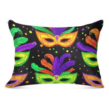 Imagem de Máscaras coloridas de carnaval preto grande flanela fronha com zíper longo padrão Queen King travesseiro corporal bonito macio grande travesseiro de corpo, tamanho do corpo, 53 cm x 137 cm