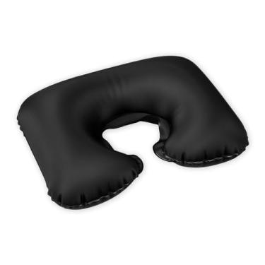 Imagem de Almofada de Pescoço Inflável para Viagem, Contemporâneo, PVC Impermeável, Compacto, Preto, 45x40cm, Sherpa, Ergonômico, Adulto, Viagem e Descanso, Compacto e Ergonômico