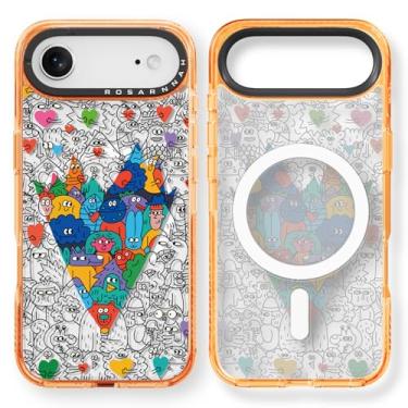 Imagem de Rosarnnah Capa para iPhone Air fofa - compatível com Magsafe - Capa de telefone à prova de choque com proteção contra quedas de grau militar de 2 m - Design de artes de grafite (16,5 cm) Laranja