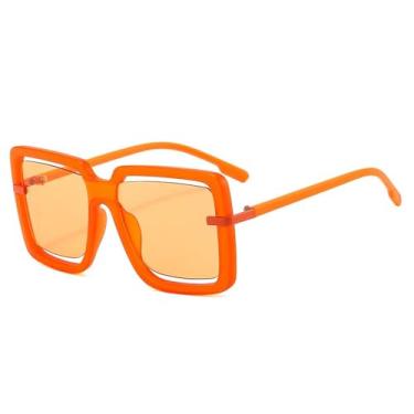 Imagem de Óculos de Sol UV400 - Cores Vibrantes, Tamanho Grande e Vazado, para Homens e Mulheres, Esportes ao Ar Livre, Corrida e Ciclismo, Laranja