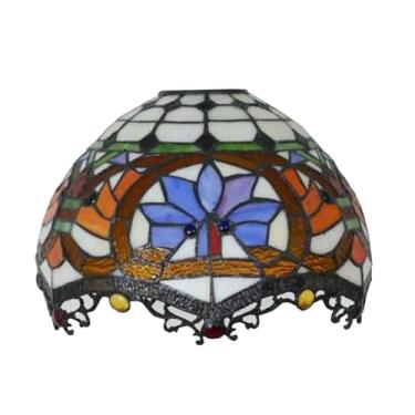 Imagem de Cúpula de substituição Tiffany de 30 cm (12") em vitral barroco vintage âmbar mogno. Somente a cúpula. Encaixe de 4,1 cm (1-5/8") para luminária de chão arqueada, luminária de pé ou pendente