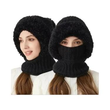 Imagem de Gorro De Inverno Quente De Pelúcia Tricotado Com Cobertura Para Rosto 