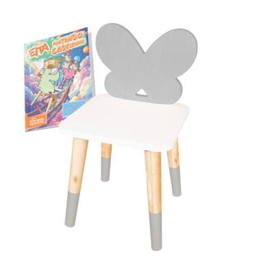 Imagem de Cadeira Infantil de Madeira Borboletinha - Eita Casa Perfeita, Cinza