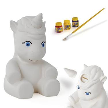Imagem de Boneco Unicórnio Cofrinho Pintura Porta Moedas Para Colorir - Adijomar