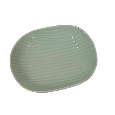 Imagem de CZCZC Pratos de jantar verde menta prato de jantar prato de cerâmica listrado prato oval prato de aperitivo prato de aperitivo prato de salada prato profundo prato de jantar liso