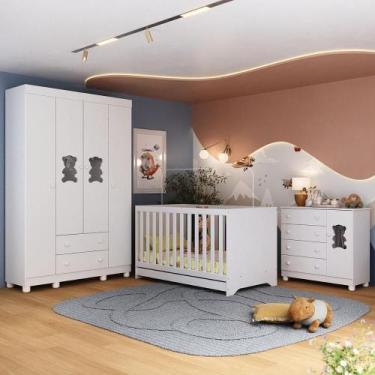 Imagem de Quarto De Bebê Completo Com Berço Americano 3 Em 1 Fofura Multimóveis 