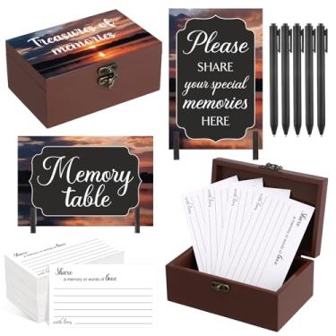 Imagem de Gilprop Conjunto de 112 cartões de memória da celebração da vida, compartilham cartões de memória com caixa, 2 placas de madeira com 4 fixações e 5 canetas, presentes comemorativos de simpatia