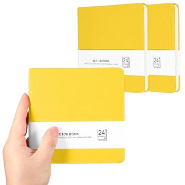 Imagem de PATIKIL Caderno de desenho pequeno, 14 x 13 cm, pacote com 3, mini bloco de papel aquarela, 300 g/m², papel grosso, 24 folhas/48 páginas, bolso quadrado para desenhar, viagem, artista, adultos