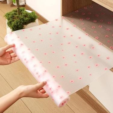 Imagem de Forro de prateleira para gavetas e armários – Forro de armário lavável à prova d'água, não adesivo, para prateleiras de cozinha, despensa, armário, geladeira, 29 × 99 cm (rosa branco)