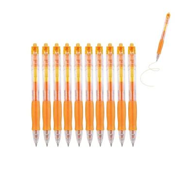 Imagem de GZBABY Caneta de gel retrátil, 10 peças, caneta esferográfica de ponta fina para escrever colorir, 0,5 mm, tinta amarela