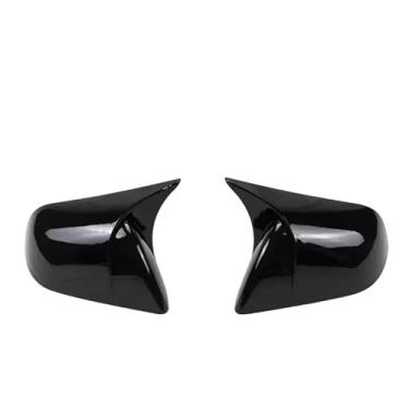 Imagem de Capa de espelho retrovisor externo para porta traseira com padrão de fibra de carbono preto brilhante capa de espelho retrovisor de carro para Tesla para modelo Y 3 (preto brilhante)