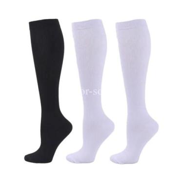 Imagem de Meias De Compressão Unissex 3 Pares Circulação Sanguínea Corrida Anti-