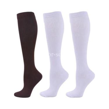 Imagem de Meias De Compressão Unissex 3 Pares Circulação Sanguínea Corrida Anti-