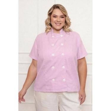 Imagem de Dolma Chef Feminina Plus Size Teodora Rosa Claro - gardenia jalecos, G