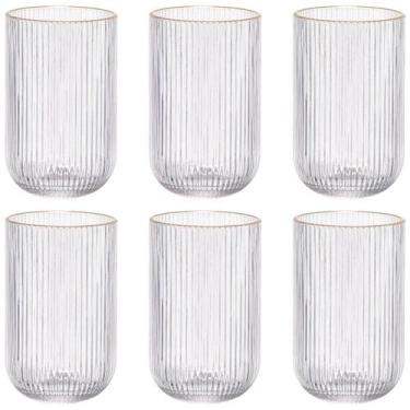 Imagem de Jogo De 6 Copos Altos Borda Dourada 420ml Versalhes Lehaví