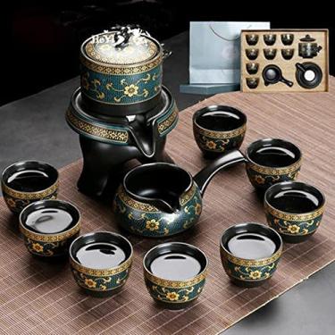 Imagem de Conjunto de chá chinês, conjunto de chá semiautomático de moagem de pedra cerâmica bandeja de xícara de chá serviço de porcelana xícaras de chá de gaiwan caneca de bule de chá de cerimônia de chá