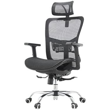 Imagem de SGeneE Cadeira de escritório de computador, cadeira de mesa de malha ergonômica com altura ajustável e suporte lombar, encosto de cabeça, apoios de braço ajustáveis, cadeira de trabalho giratória no